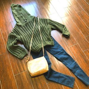 Fashion Nova Army Green Hooded Sweeter, Size O/S